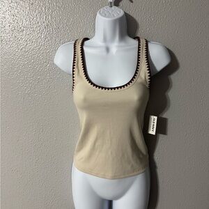 NWT- Old Navy Cream Tank Top with Brown Accents | Size: S